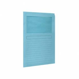 Subcarpeta cartulina q-connect din a4 azul con ventana transparente 120 gr