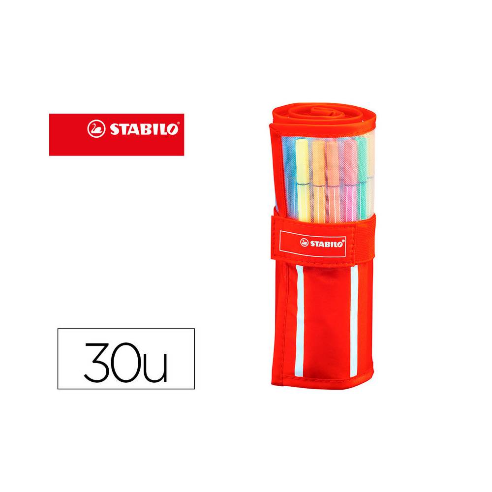 Rotulador stabilo acuarelable pen 68 estuche de 24 colores estandar + 6 colores neon