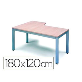 Mesa oficina rocada serie executive forma en l derecha 180x120 cm acabado ad02 aluminio/gris