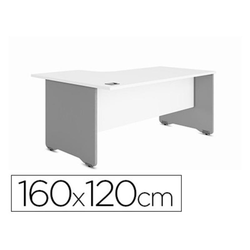 Mesa rocada serie work 160x120 cm izquierda acabado ab04 aluminio/blanco