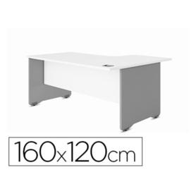 Mesa rocada serie work 160x120 cm derecha acabado ab04 aluminio/blanco