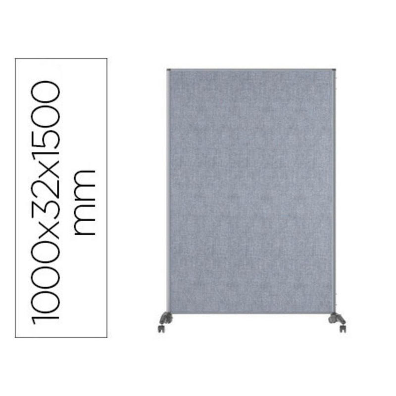 Mampara separatoria bi-office evolution sound proof doble cara con ruedas marco de aluminio tapizado gris 100 x