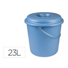 Cubo de basura domestico con tapa 23 litros para bolsas 55x60cm azul