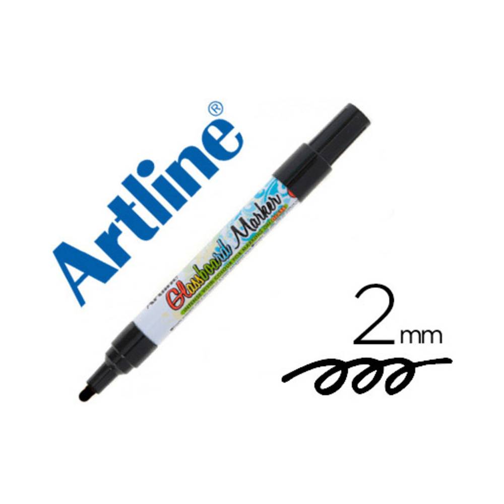 Rotulador artline glass marker especial cristal borrable en seco o humedo color negro