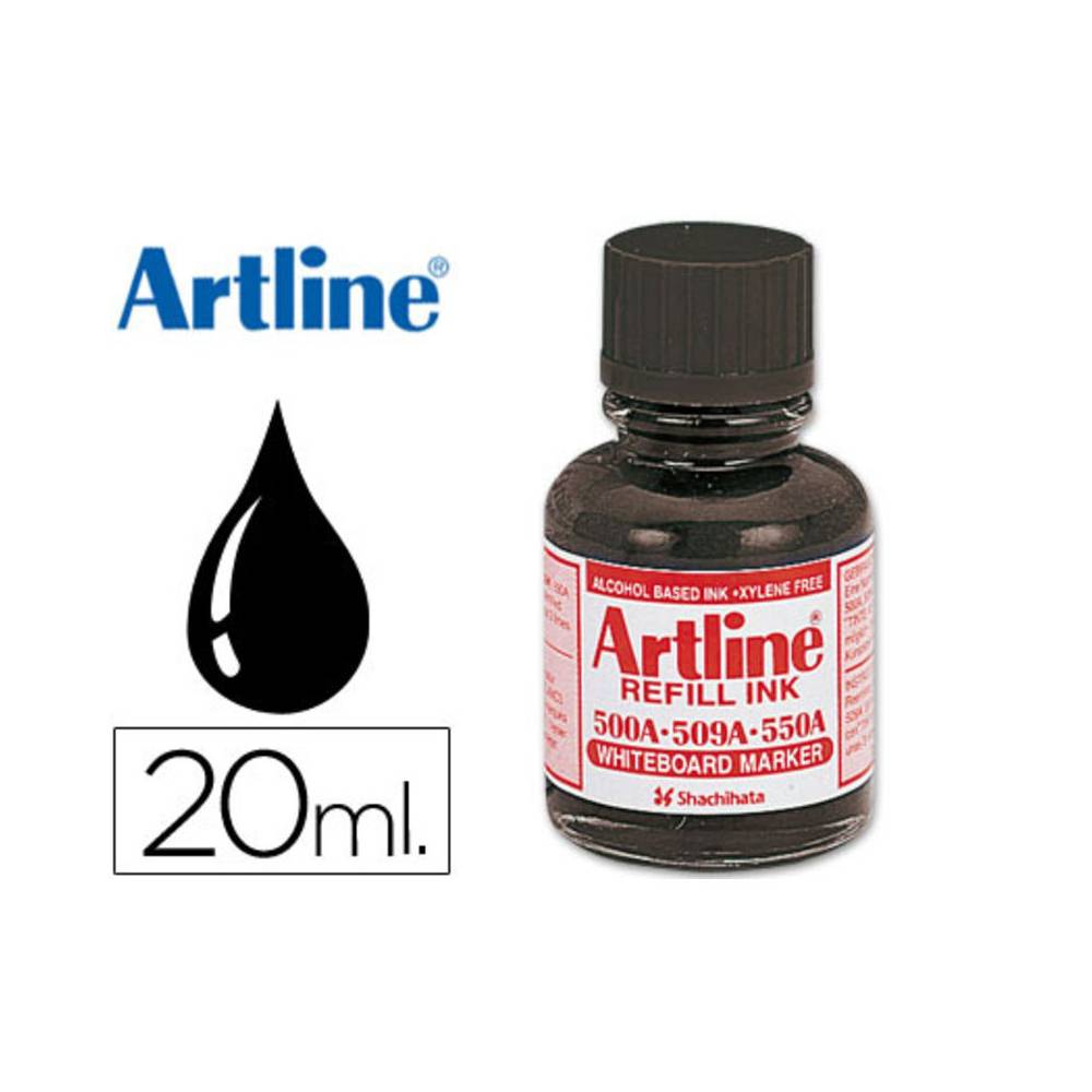 Tinta artline negro para rotulador pizarra blanca 500-a frasco de 20 ml