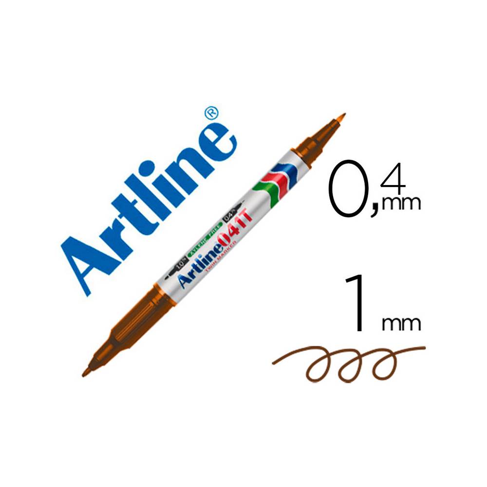 Rotulador artline marcador permanente ek-041t marron -doble punta 0.4 y 1.0 mm