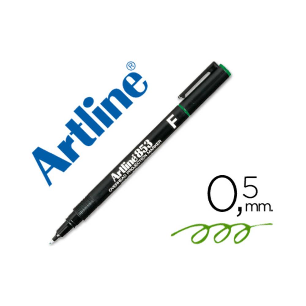 Rotulador artline retroproyeccion punta fibra permanente ek-853 verde -punta redonda 0.5 mm