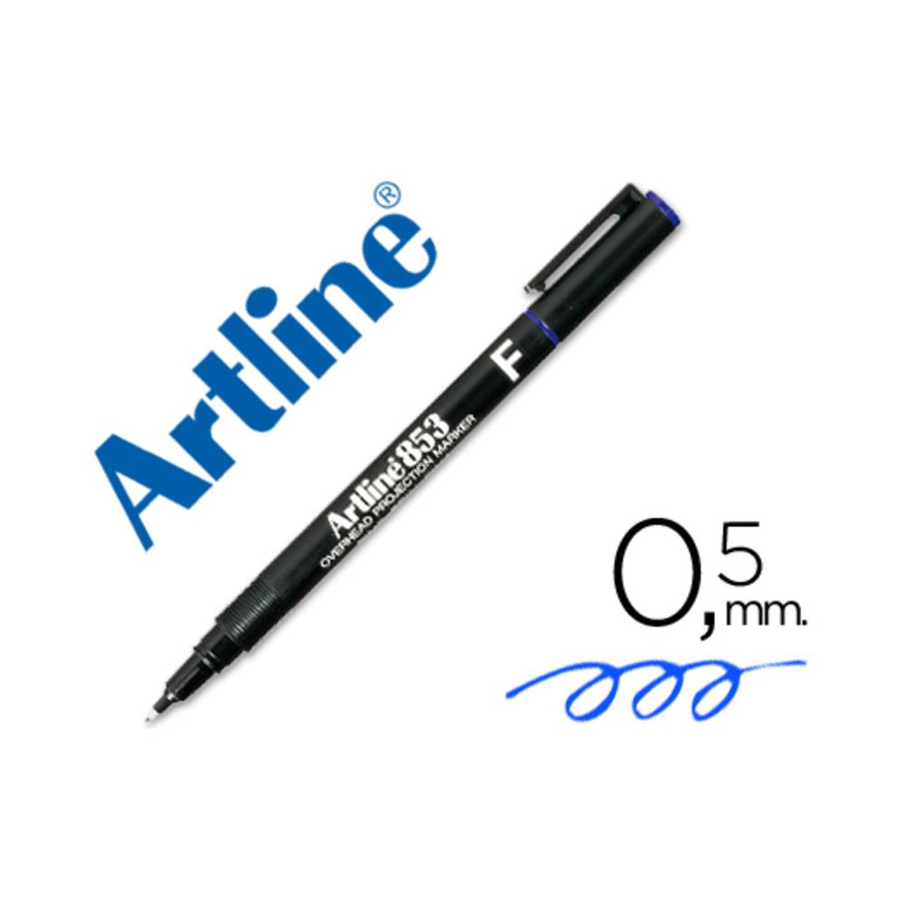 Rotulador artline retroproyeccion punta fibra permanente ek-853 azul -punta redonda 0.5 mm