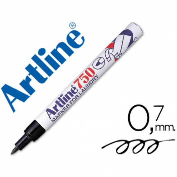 Rotulador artline marcador permanente lavable para textilek-750 negro punta redonda 0,7 mm