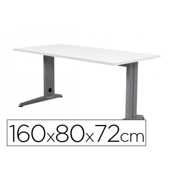 Mesa de oficina rocada metal 2002ac04 aluminio /blanco 160x80 cm