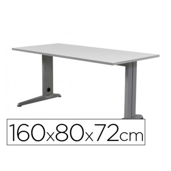 Mesa de oficina rocada metal 2002ac02 aluminio /gris 160x80 cm