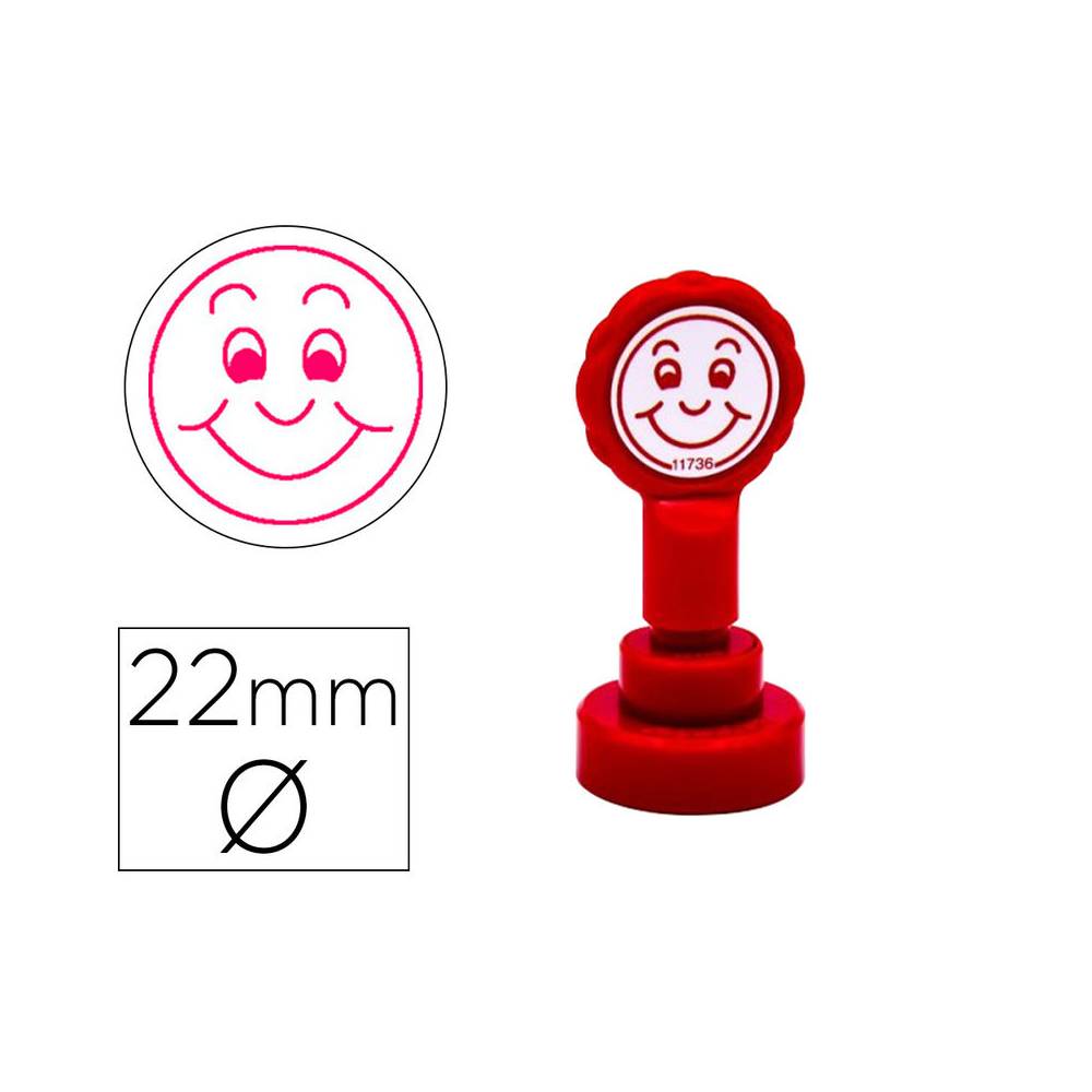 Sello artline emoticono sonrisa color rojo 22 mm diametro