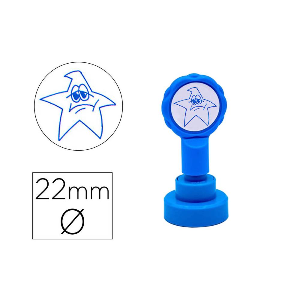 Sello artline emoticono estrella triste color azul 22 mm diametro