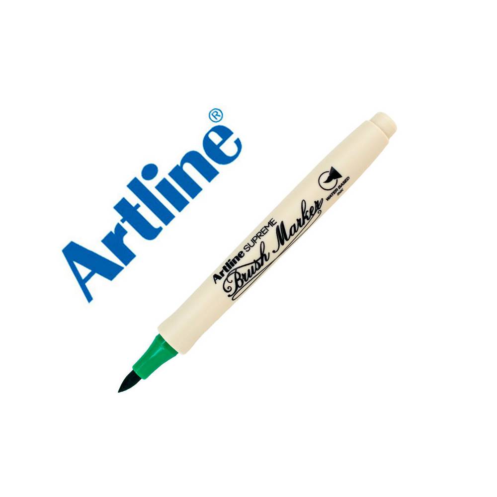Rotulador artline supreme brush epfs pintura base de agua punta tipo pincel trazo fino verde