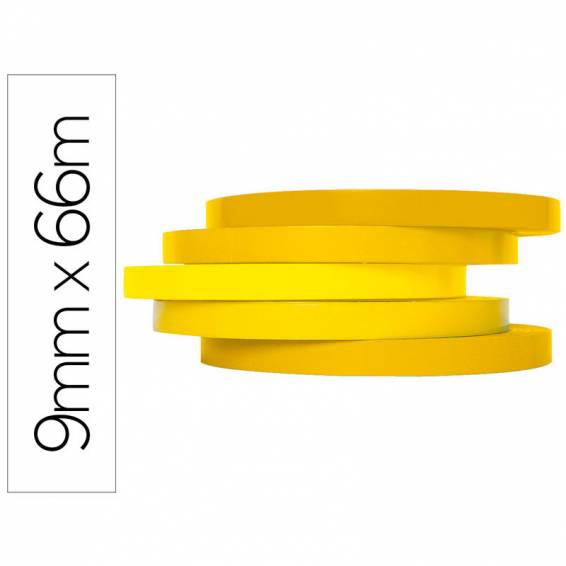 Cinta adhesiva q-connect 66m x 9mm amarilla para cerrar bolsas