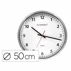Reloj q-connect de pared plastico oficina redondo 50 cm marco cromado