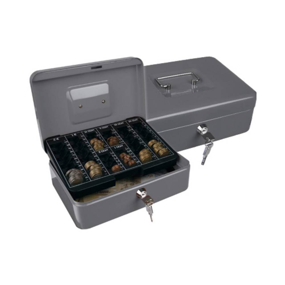 Caja caudales q-connect 10/ 250x180x90 mm plata con portamonedas