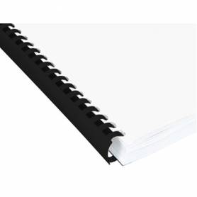 Canutillo q-connect redondo 6 mm plastico negro capacidad 20 hojas caja de 100 unidades