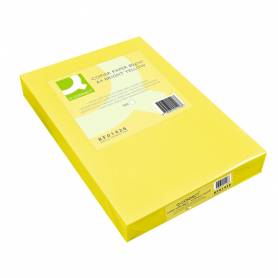 Papel color q-connect din a3 80gr amarillo neon paquete de 500 hojas