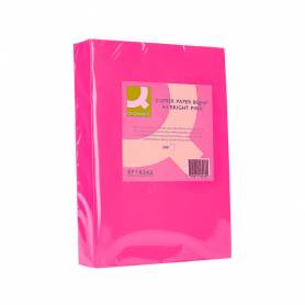 Papel color q-connect din a4 80gr rosa intenso paquete de 500 hojas