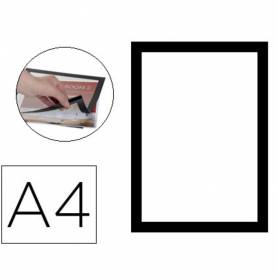 Marco porta anuncios q-connect magneto din a4 dorso adhesivo removible color negro pack de 2