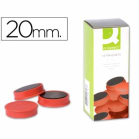 Imanes para sujecion q-connect ideal para pizarras magneticas20 mm rojo caja de 10 unidades