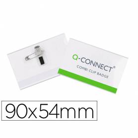 Identificador con pinza e imperdible q-connect kf01567 54x90 mm