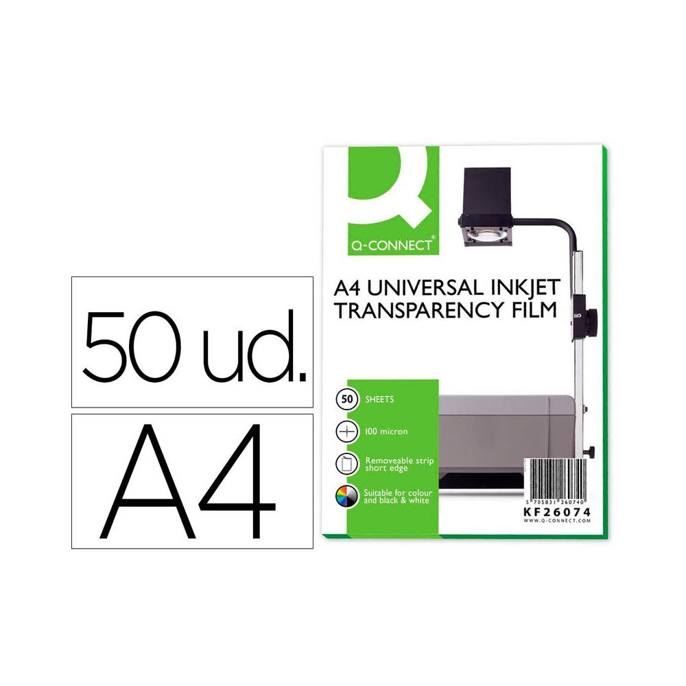 Transparencia q-connect din a4 de alta calidad kf26074 para ink-ket caja de 50