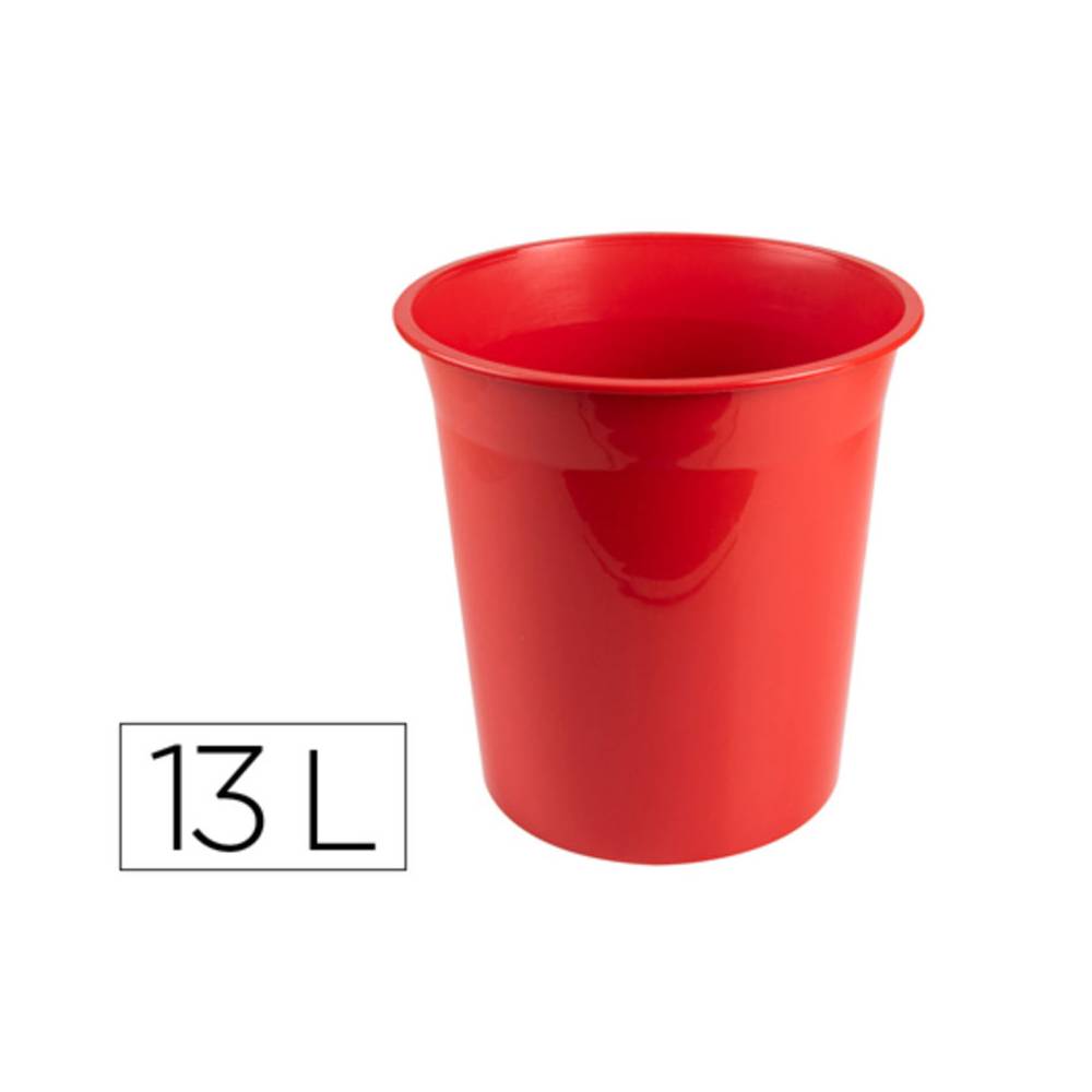Papelera plastico q-connect rojo opaco 13 litros