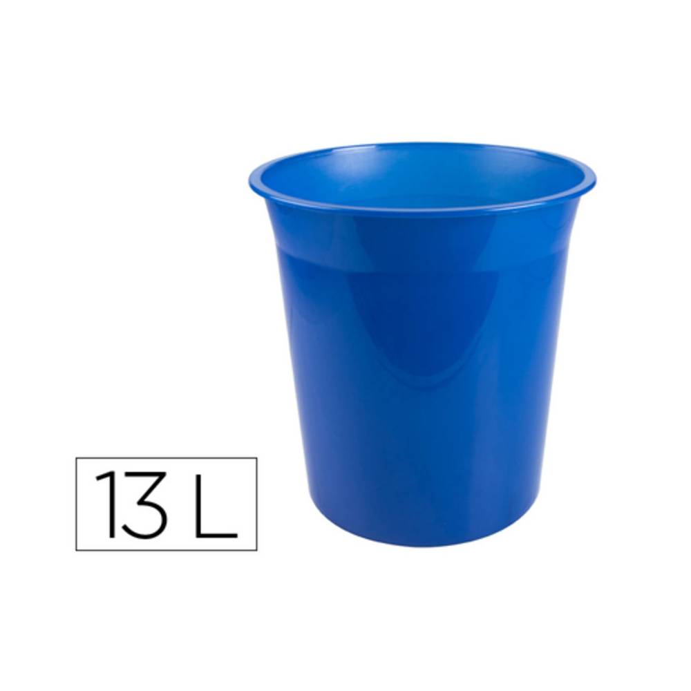 Papelera plastico q-connect azul translucido 13 litros 275x285 mm