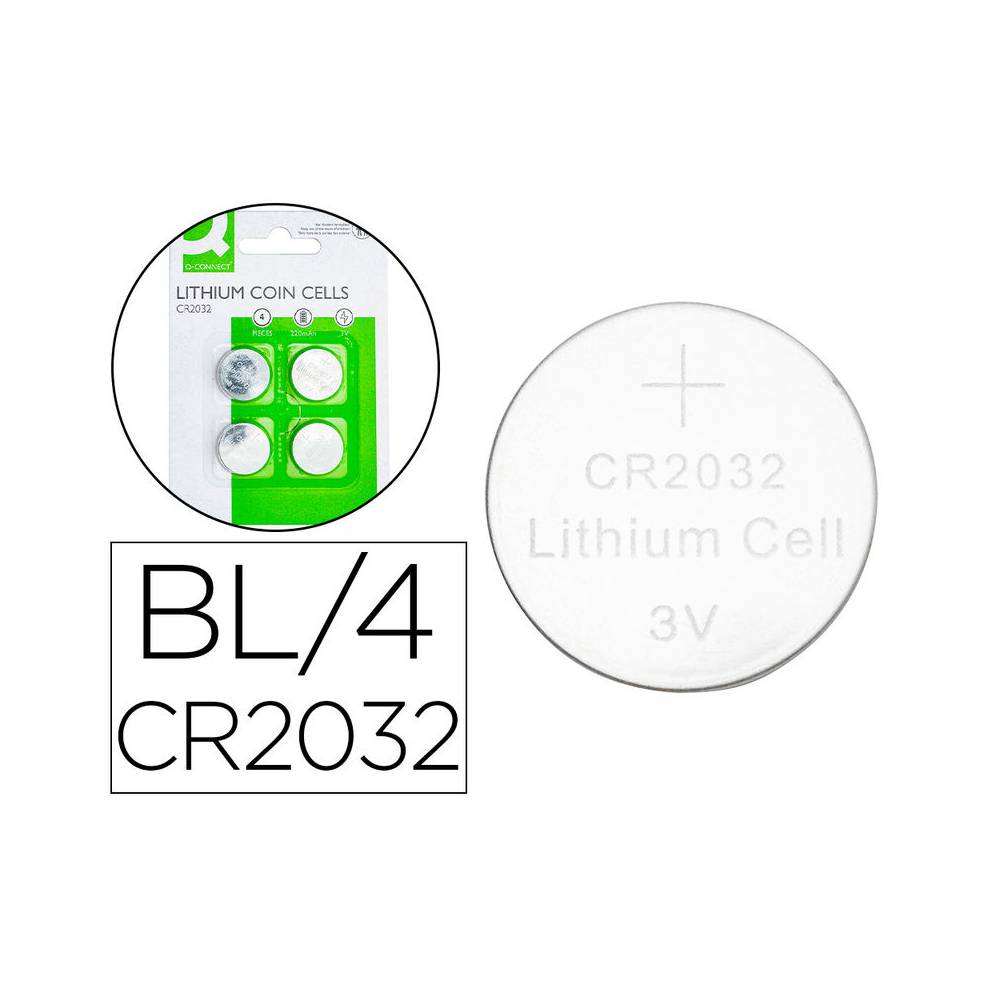 Pila q-connect tipo boton litio cr2032 3v blister de 4 unidades