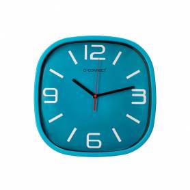 Reloj q-connect de pared de plastico redondo 30 cm movimiento silencioso color azul