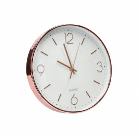 Reloj q-connect de pared metalico redondo 30,5 cm movimiento silencioso color rosa dorado