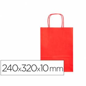 Bolsa papel q-connect celulosa rojo s con asa retorcida 240x320x10 mm