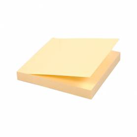 Bloc de notas adhesivas quita y pon q-connect 76x76 mm 100% papel reciclado amarillo en caja de carton