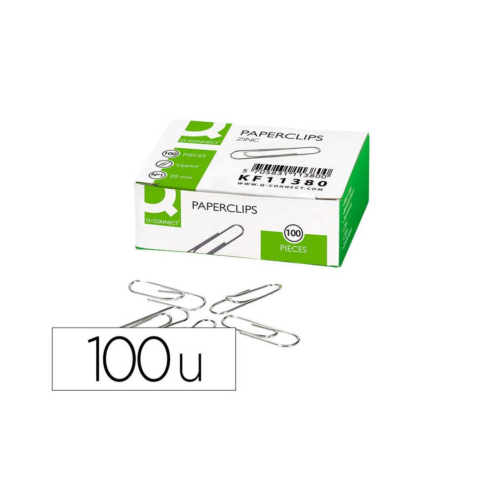 Clips zinc q-connect n 1 labiados 20 mm caja de 100 unidades
