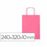 Bolsa papel q-connect celulosa rosa s con asa retorcida 240x320x10 mm - KF03749