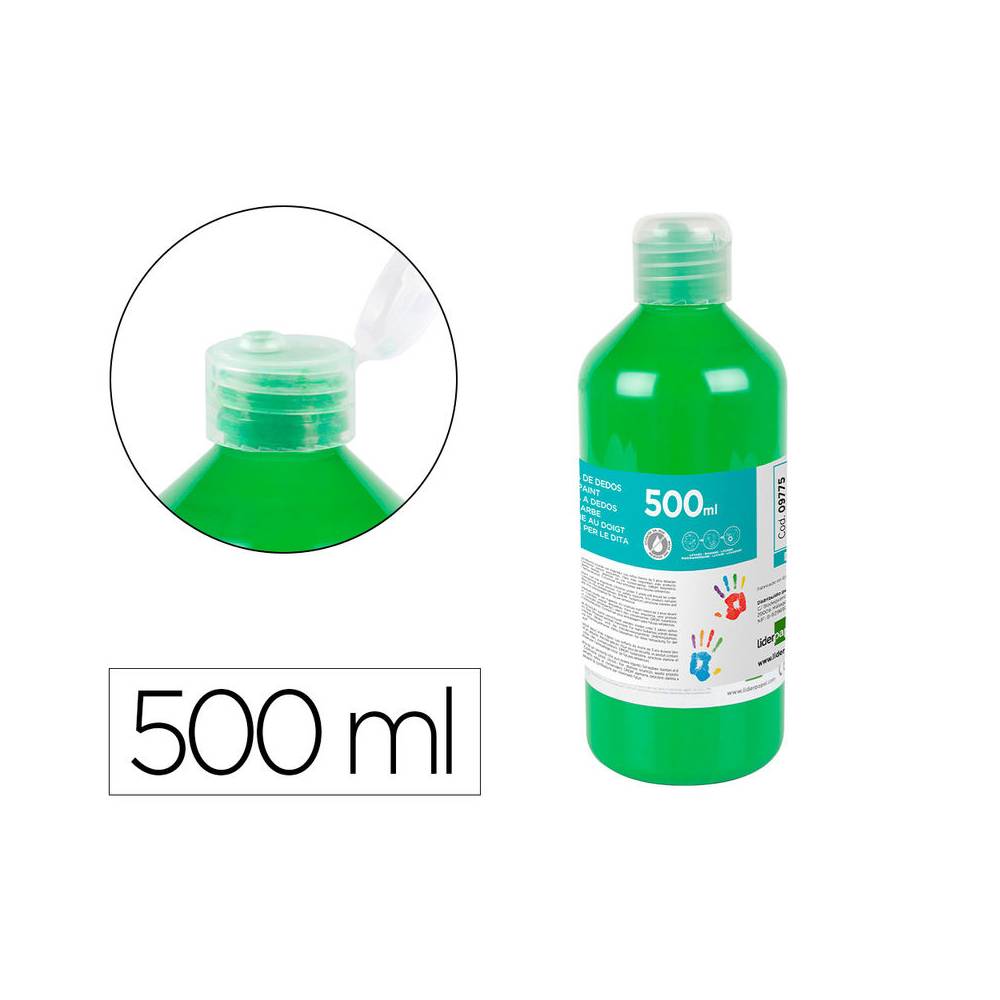 Pintura dedos liderpapel botella de 500 ml verde