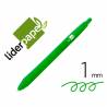 Boligrafo liderpapel gummy touch retractil 1,0 mm tinta verde - BO10