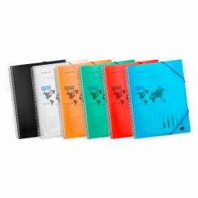 Carpeta liderpapel escaparate con espiral 50 fundas polipropileno din a4 naranja