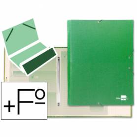 Carpeta clasificadora liderpapel 12 departamentos folio prolongado carton forrado verde claro
