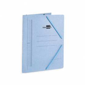 Carpeta liderpapel gomas folio 3 solapas carton pintado azul