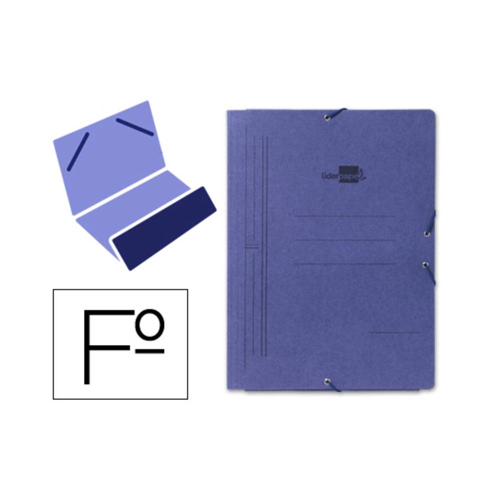 Carpeta liderpapel gomas folio bolsa carton pintado azul