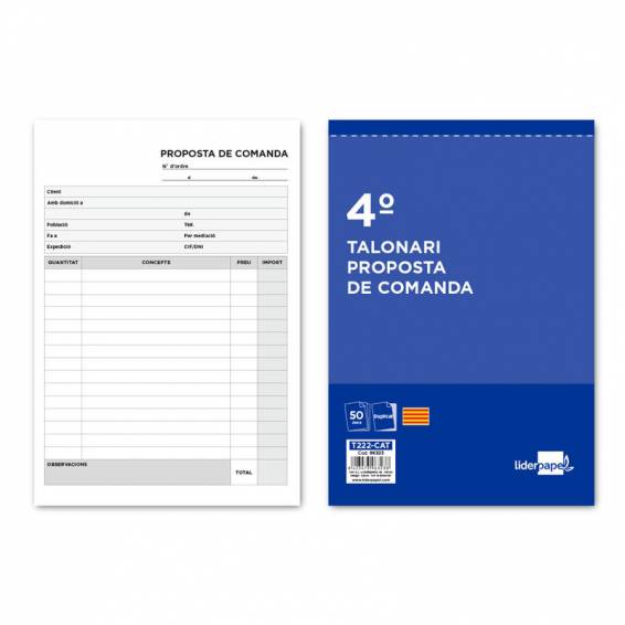 Talonario liderpapel pedidos cuarto original y copia t222 texto en catalan