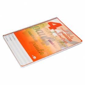 Cuaderno espiral liderpapel folio pautaguia tapa dura 80h 75 gr cuadro pautado 4mmcon margen colores surtidos