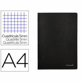 Libreta liderpapel tapa negra a4 80 hojas 60g/m2 cuadro 5mm con doble margen