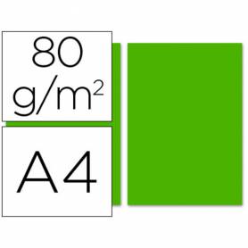 Papel color liderpapel a4 80g/m2 verde intenso paquete de 100