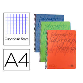 Cuaderno espiral liderpapel a4 micro classic tapa plastico 140h 60 gr cuadro5mm 5 bandas colores surtidos