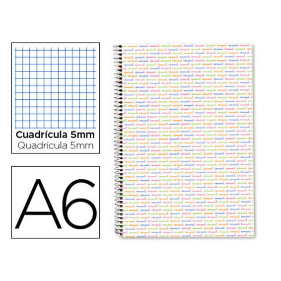 Cuaderno espiral liderpapel a6 micro multilider tapa forrada 140h 80 gr cuadro 5mm 5 bandas blanco