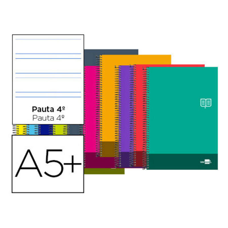 Cuaderno espiral liderpapel cuarto discover tapa blanda 80h 80 gr pauta ancha 3,5mm con margen